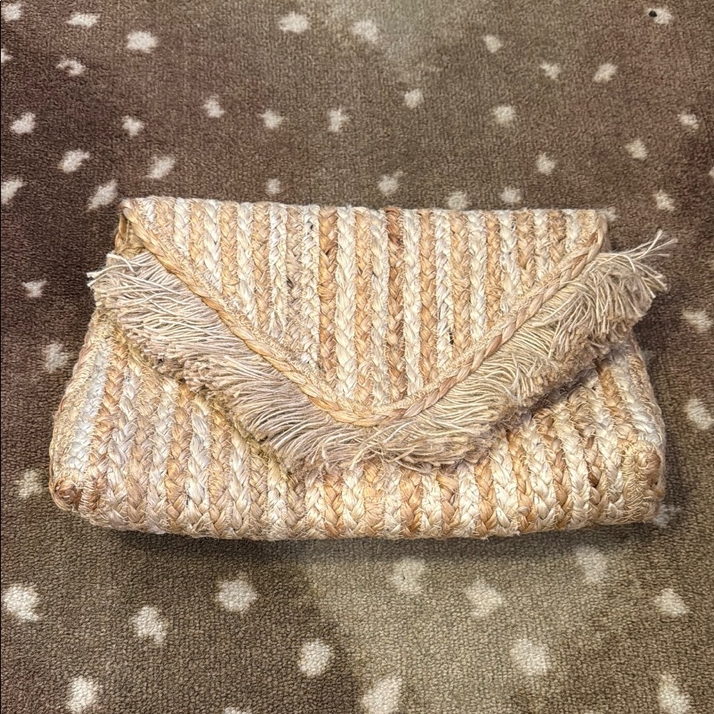 Woven Tan Clutch